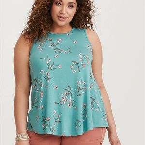 Teal Floral Jersey Tank Top NWT